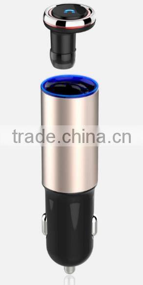 dual usb car charger 12v car battery charger phone car charger with bluetooth earphone