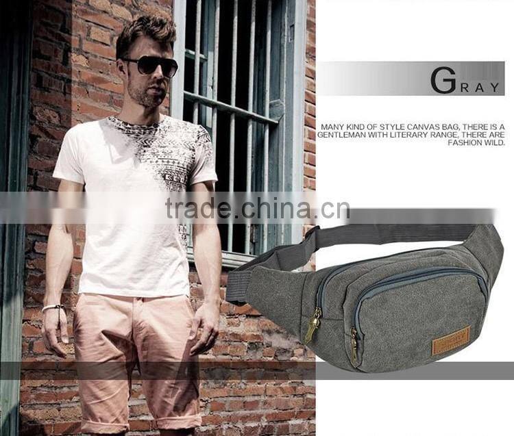 2016 New Fashion 6 Color Men Vintage Canvas Waist One Strap Durable Belt Bag Hiking Pack Chest Sports Duffel Bag