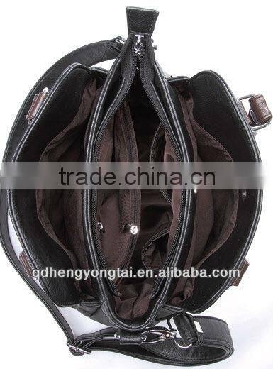 2016 most fashionable trend classic black handbag, unisex genuine leather bag