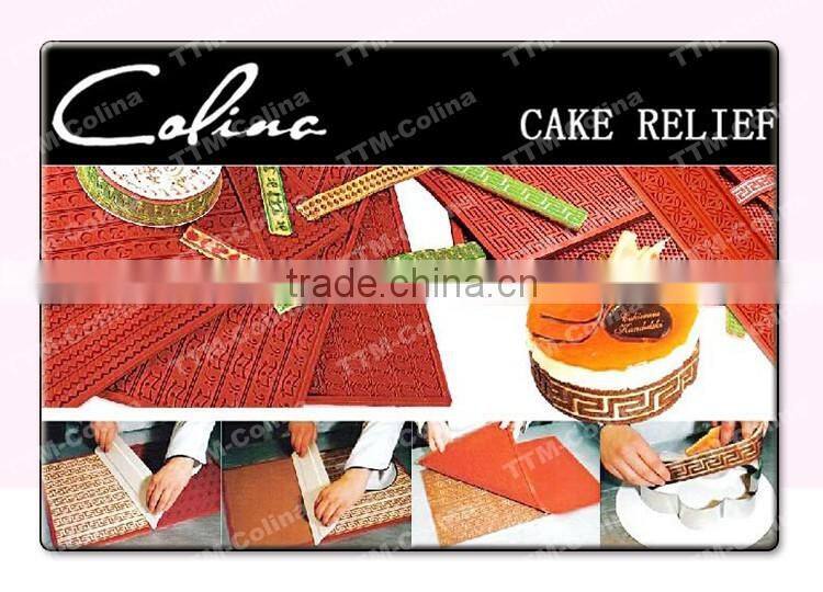 Large size embossed cake side silicone relief baking mat