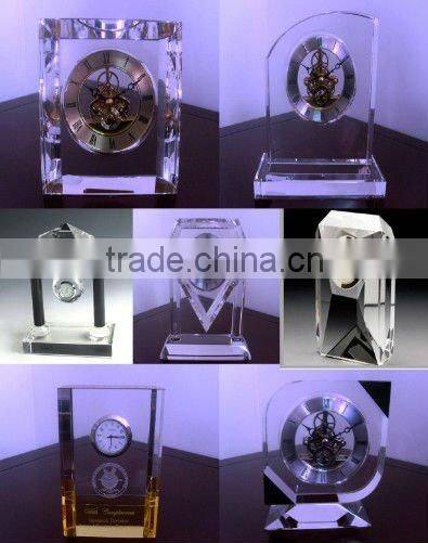 arrival quartz glass clock craft with engraved laser battery (R-1256