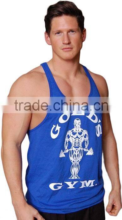 OEM 2016 latest black letter cotton men muscle gym singlets