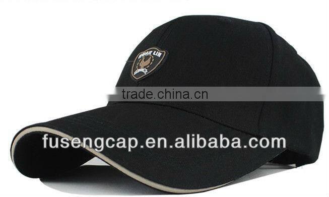 black 2D embroidery 100% cotton golf cap
