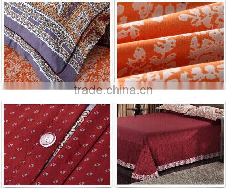 100% cotton 40s satin luxury printed golden color bedding sets with Europe Style bed cover set