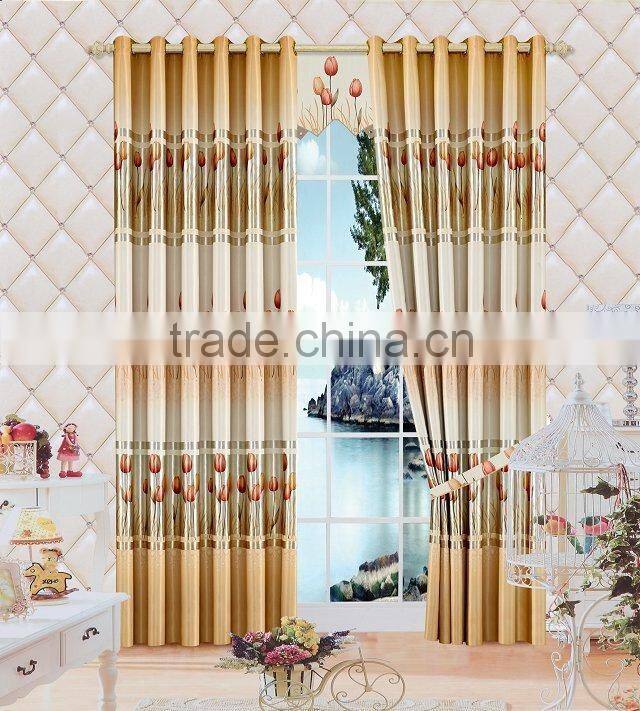 Latest curtain designs 2015 100% polyester Curtain cloth printing curtain cloth