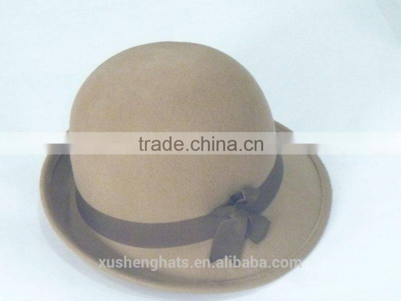 white wool felt hat with ears for girls