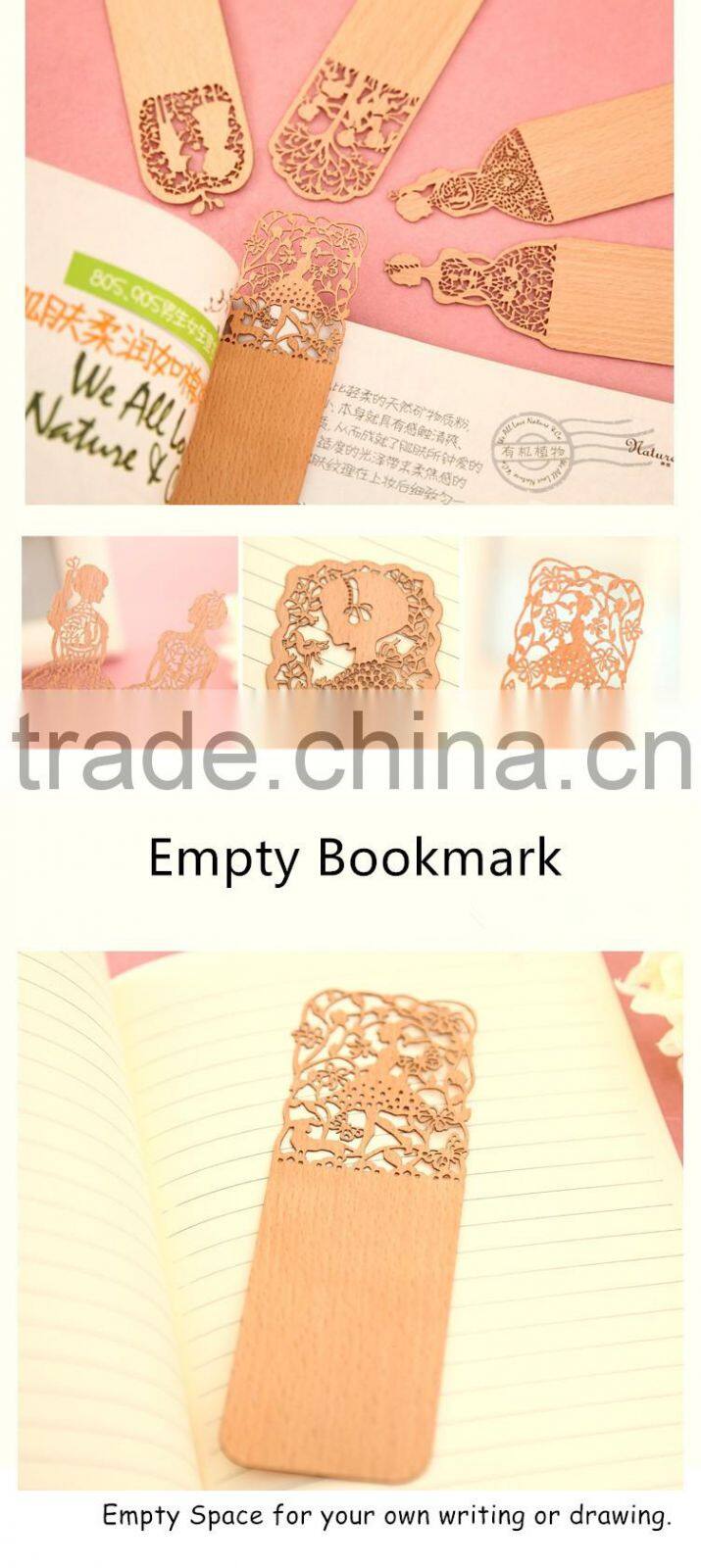 2016 New Promotional Gift Creative Stationery Hollow Out Ultra-thin Wooden Bookmark