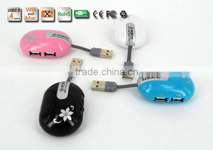 Wholesale colorful and cute usb por hub, high speed 4 port usb 2.0 hub from usb hub suppliers for computer