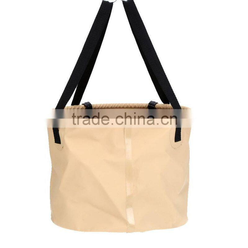 20L Folding Car Water Wash Bucket Outdoor Portable Fishing Bucket Collapsible Retractable Fishing Tackle with Hanging Mesh Bag C