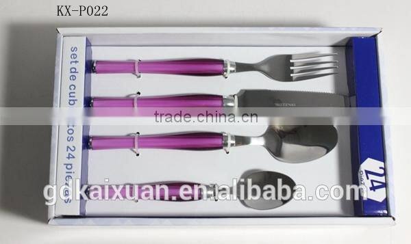 24PCS Plastic Handle Cutlery Set With PVC Box