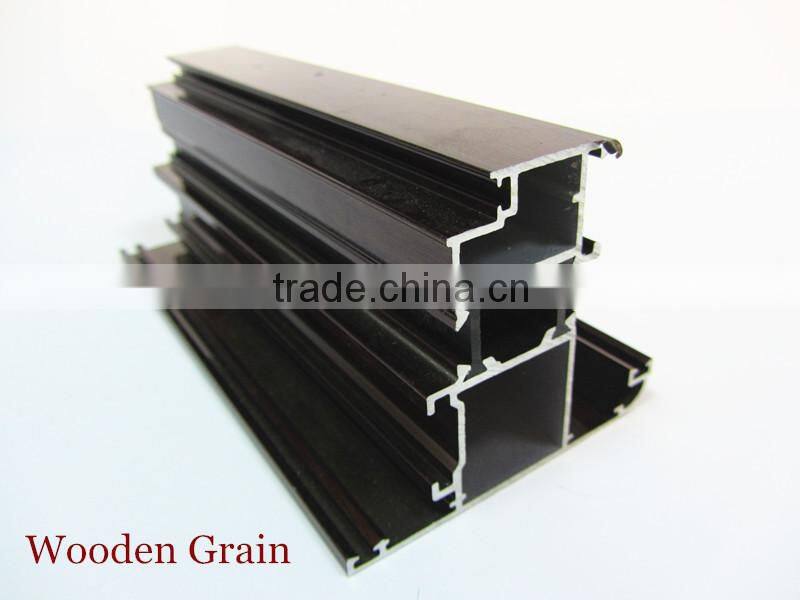 Powder coated Aluminum Wood Finish Profile For Doors and Windows
