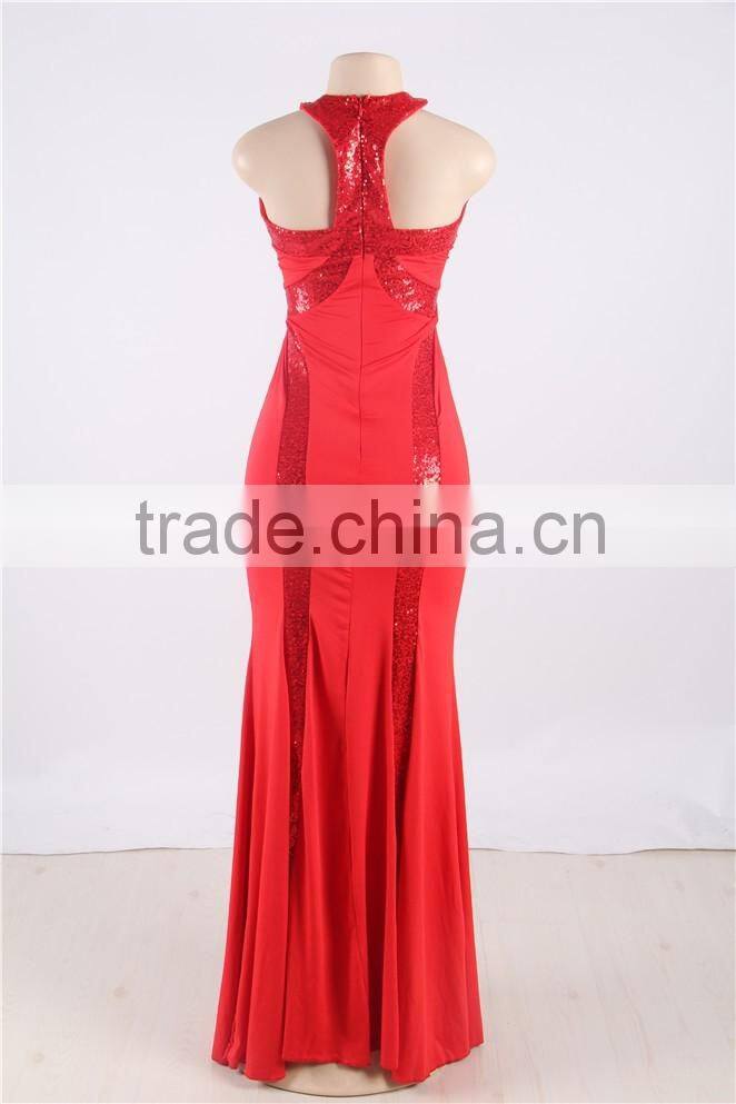 Latest fashion adult women long style sexy cutout full size floor length red prom dress