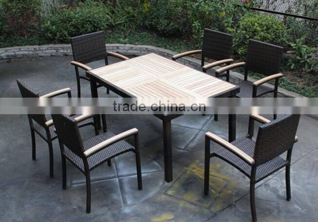 7 pcs wooden rattan dining chairs with table Canada style chair