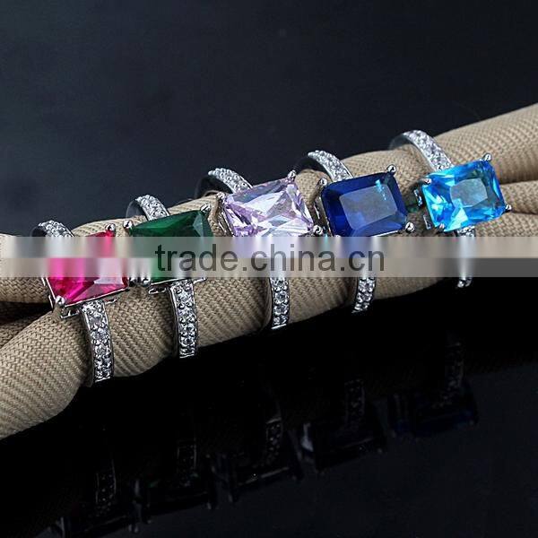 Fashion Lady Elegant Orthogon Zircon Finger Ring Wholesale ZTJY-013