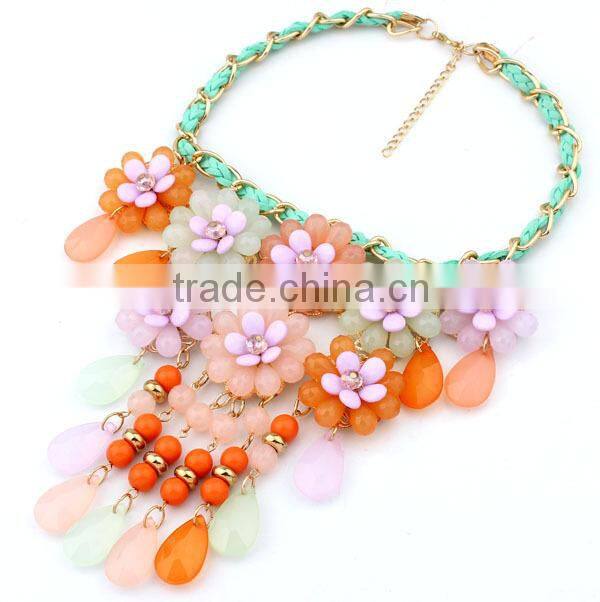 Multicolor Flower Vintage Choker Collar Pendant Statement Necklace Women Necklaces & Pendants Fashion Necklaces for Women 2014