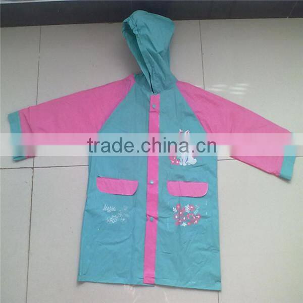 multi-color kids raincoat/pretty pvc raincoat/plastic kids raincoat