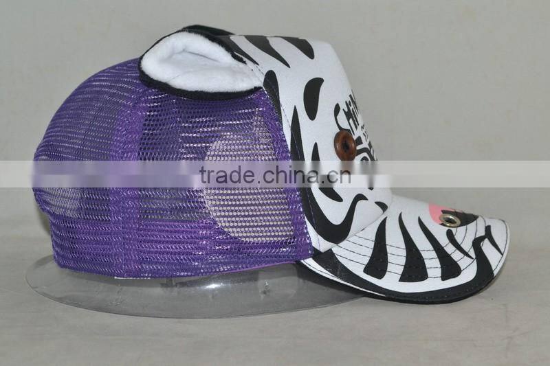 Guangzhou hat factory professional custom 100% cotton cute cartoon hippo shape trucker cap