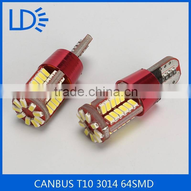 Hot sale car light bulbs CANBUS T10 3014 64SMD t10 led