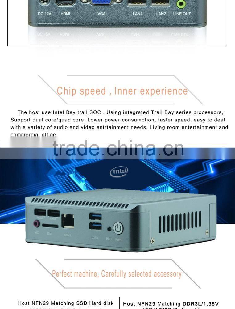 Factory hot selling smallest intel nuc nano industrial computer nic support mini full hd 1080p media player