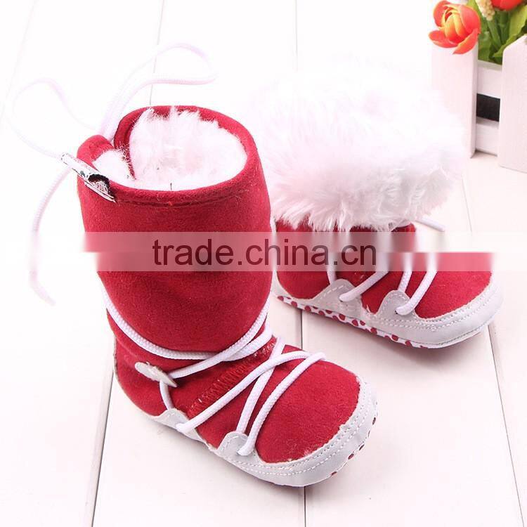 Coralon leather toddler shoe baby shoe prewalker with fuzzy ball baby shoes boots