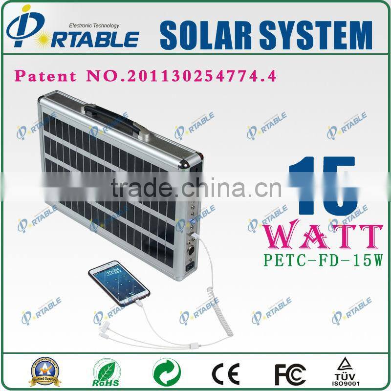 Home use 15w portable solar power system