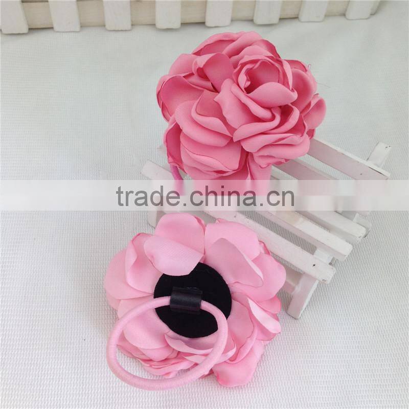 4inch High Quality Hair Flowers with Elastic Hairband for Pony Tail Holder Kids Hairband Children Headwear Baby Accessories