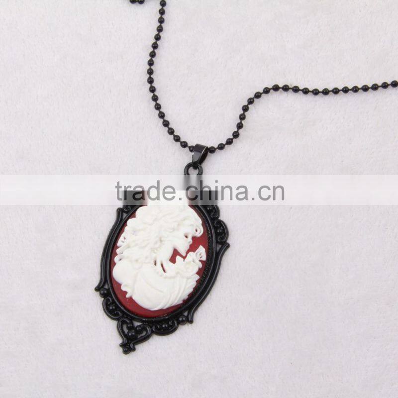 fashion jewelry necklace steampunk necklace skeleton silhouette cameo pendant 2015 new party dress made in China yiwu