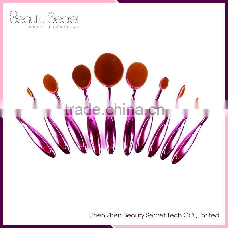 Oval multi-purpose 10 pcs makeup brush set
