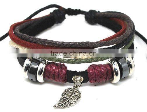 Metal beads leather bracelet