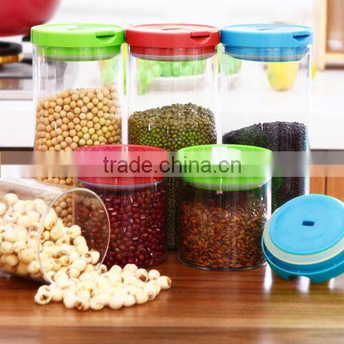kitchen food storage jar/ glass sealing jar 600ml-green cap