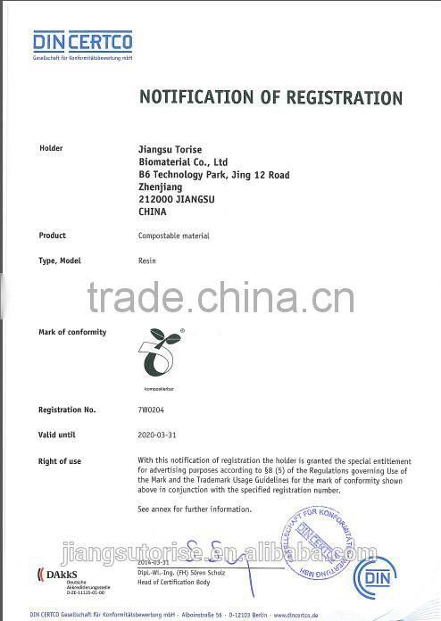 poly modified resin compostable PBAT and cornstarch resin