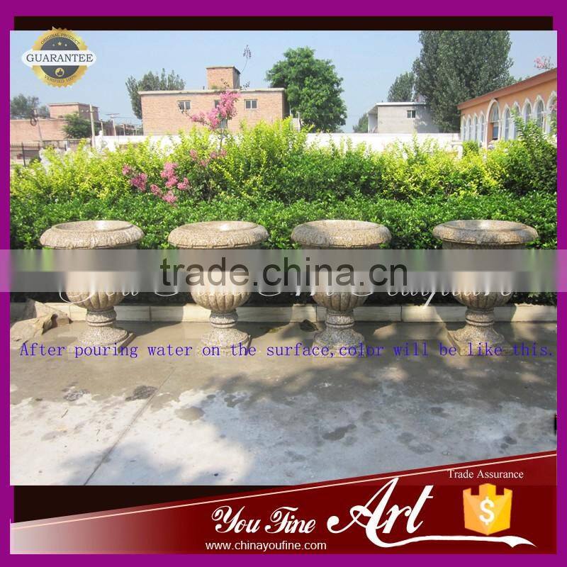 natural stone garden planter in granite