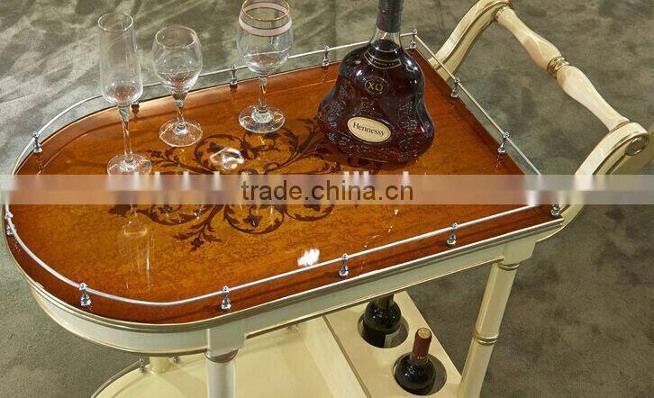 European Style Luxury Wooden Dining Car, Fashionable Villa Convenient Tea/Wine Serving Trolley (BF01-ML021)