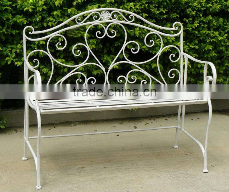 Handmade popular metal antique white park garden bench poland