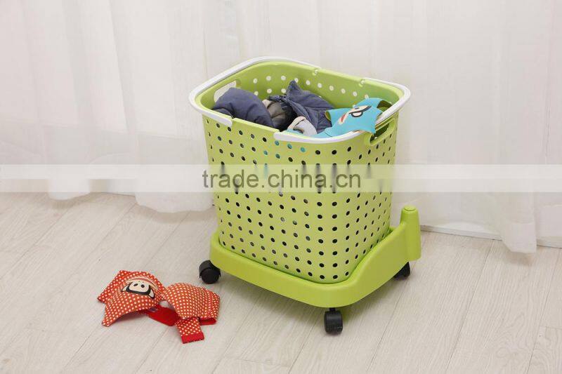 Plastic Household laundry basket clothing barrels Laundry Basket Sorter Care Rolling Cart