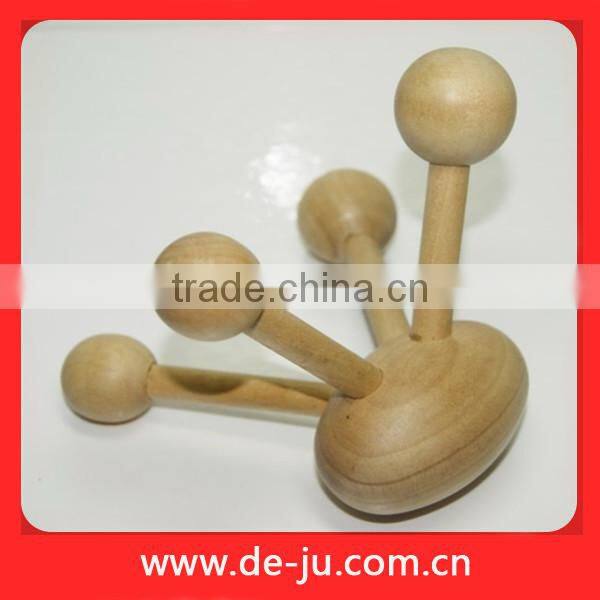 Foot Arm Massager Small Ball Handle Four Wheels Wooden Small Leg Scrubber