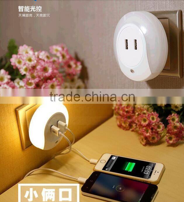 Creative Dual Usb Charger Socket / Led Sensor Night Light / Smart Home Night Lamp With USB Charger Socket