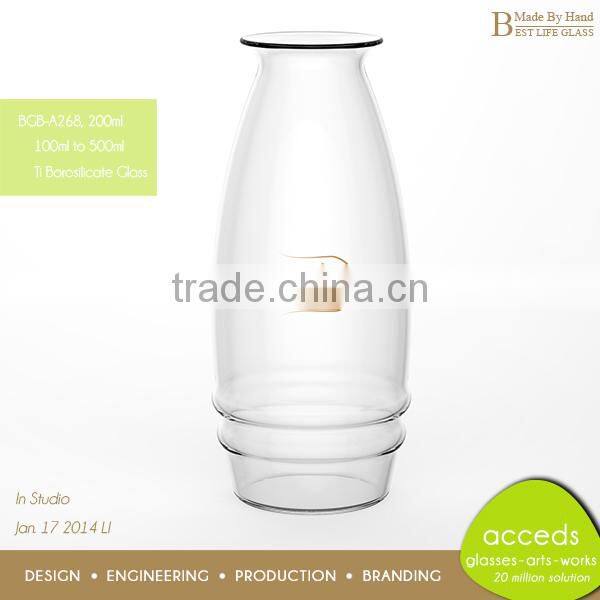 Small Handmade Heat Resistant Empty Glass Milk Bottles