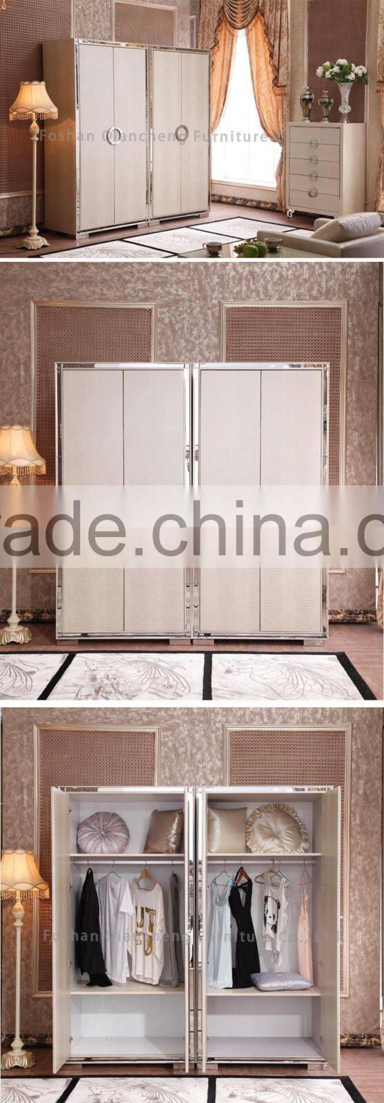 European style bed room Popular steel wardrode cabinet for bedroom