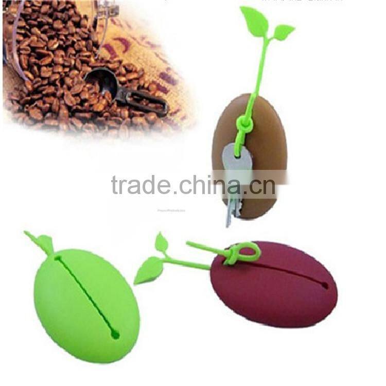 Customized New Coffee Bean Silicone Key and Coin Bag Key Holder