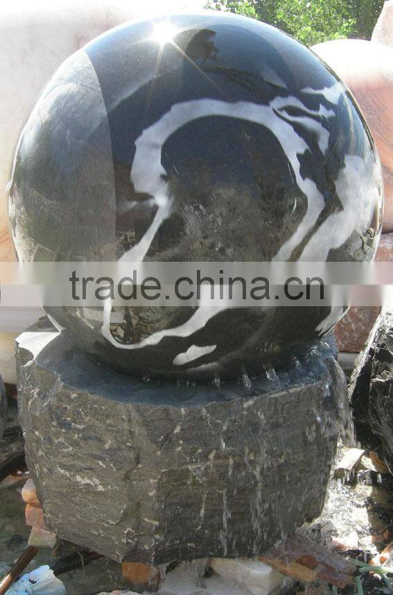 Natural black stone water ball fountains