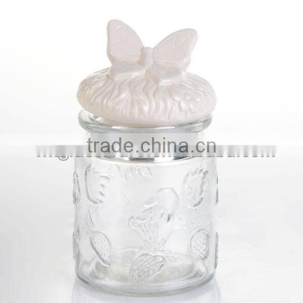 glass storage jar with ceramic clip lid