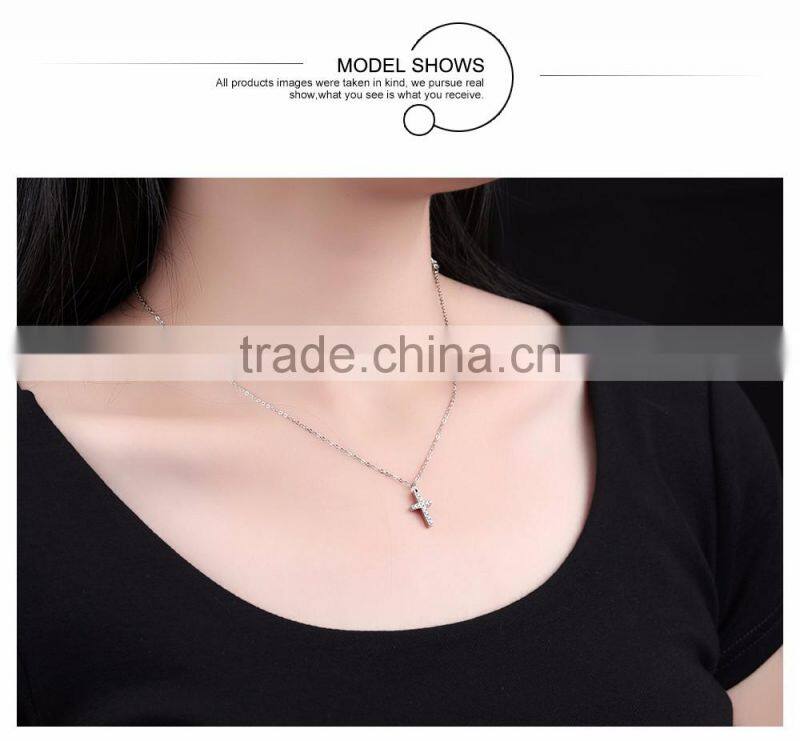 Women's Cross Pendant Necklace Stainless Steel Link Chain Necklace