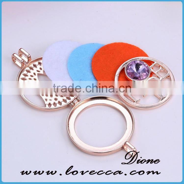 Wholesale Stainless Steel Jewelry Diffuser Necklace with Plated Rose Gold