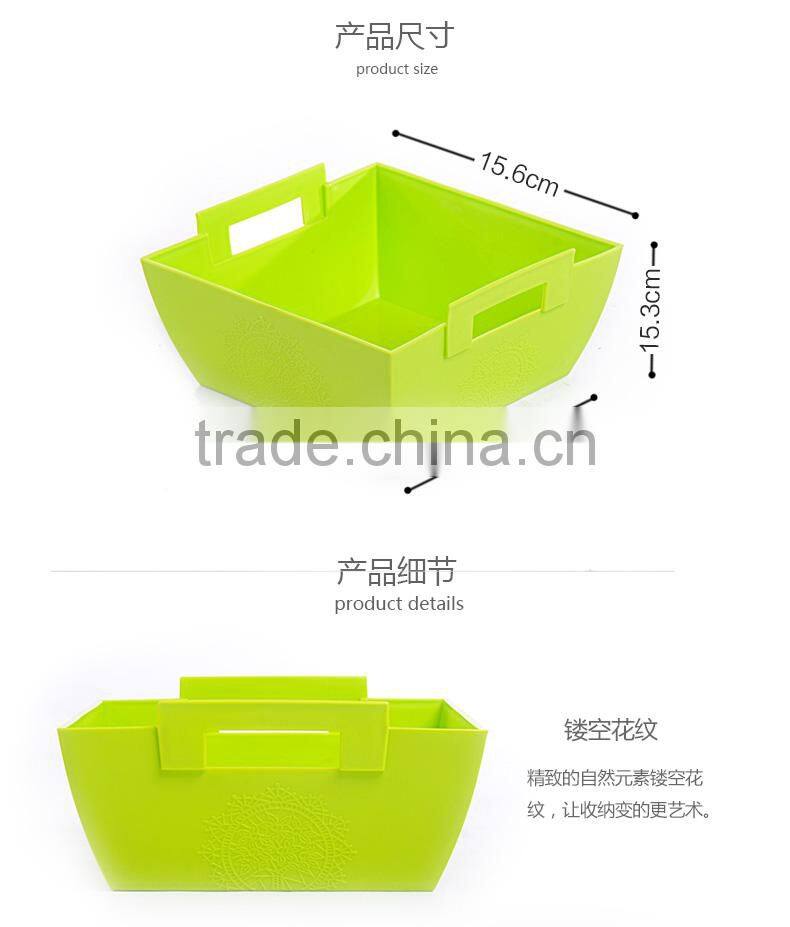 New PP plastic square storage basket with handle