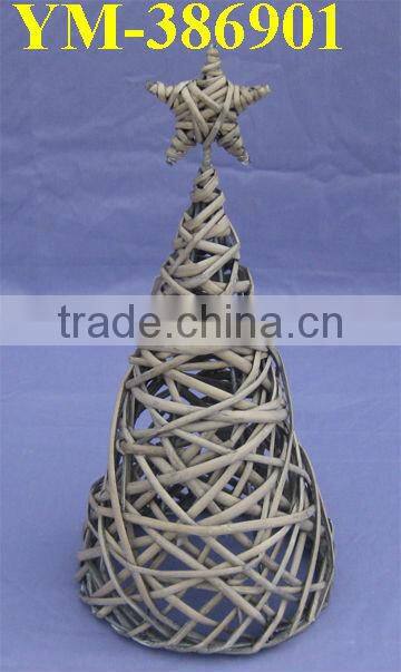 Decorative wicker tree table top christmas trees decorated