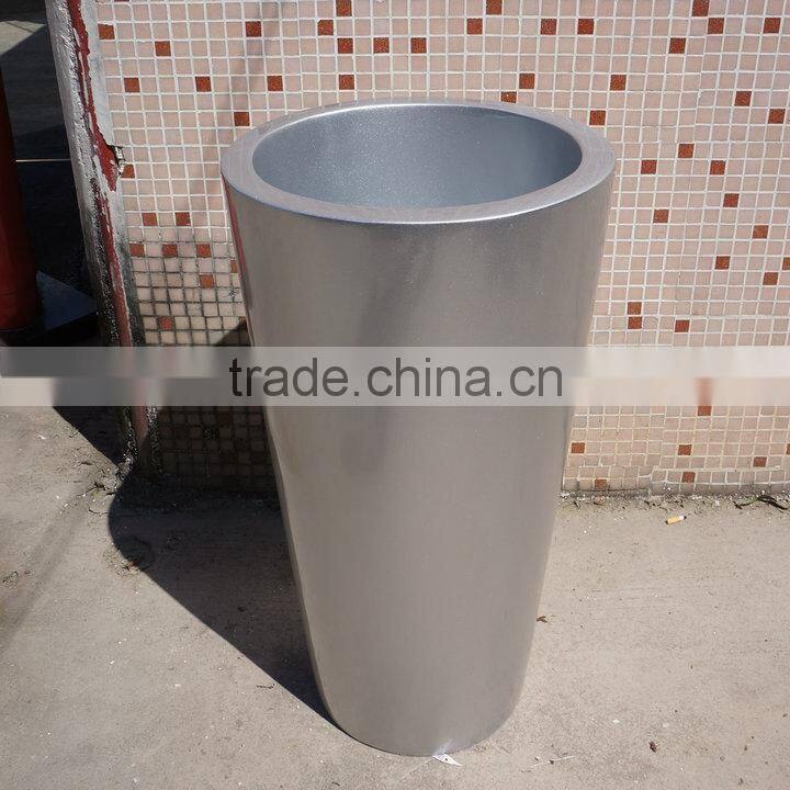Giant round silver planter pot