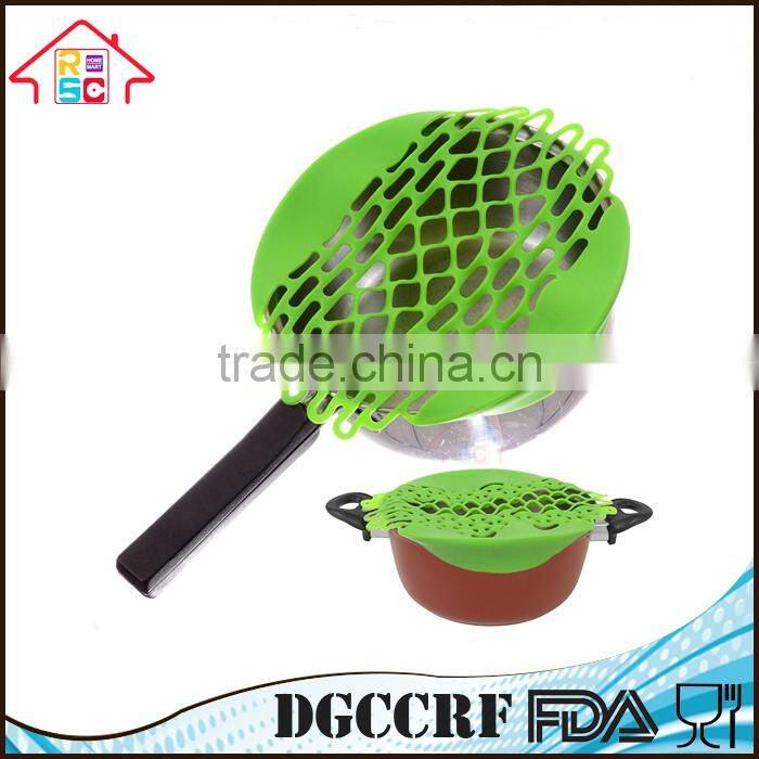 Silicone Flat Splatter Screen Frying Strainer With Antiskid Handle Pot Cover Pan Lid