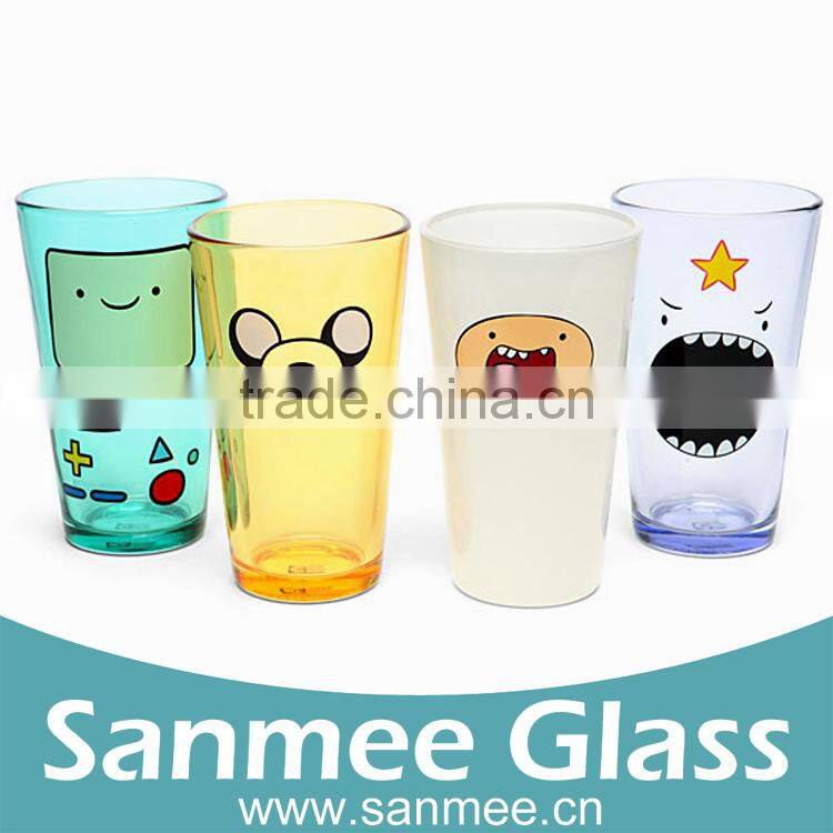 4PCS Gift Glass Adventure Time Face Pint Glass Set Drink Glassware