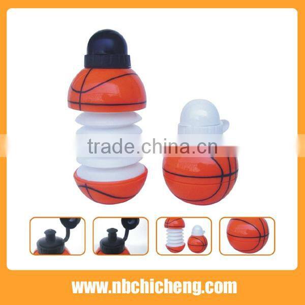 Plastic Basketball Shape Collapsible Water Bottle/Folding Water Bottle